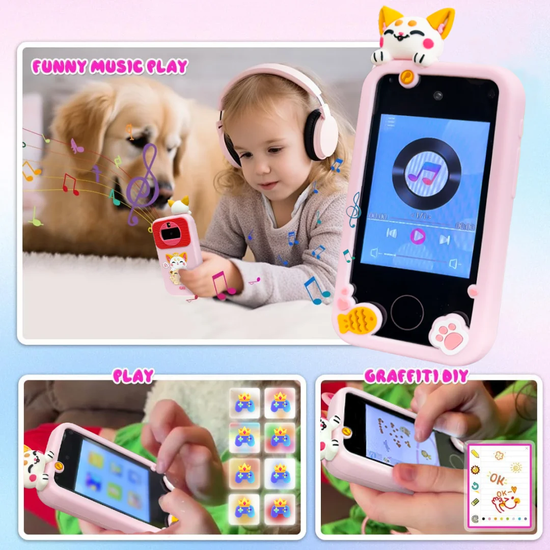 Kids Interactive Smart Toy Phone – Touchscreen, Dual Camera, MP3 Music Player &amp; Fun Learning