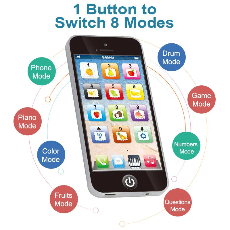 Kids Educational Play Phone – 12 Interactive Keys, Numbers &amp; Fruits | Cognitive Development Toy