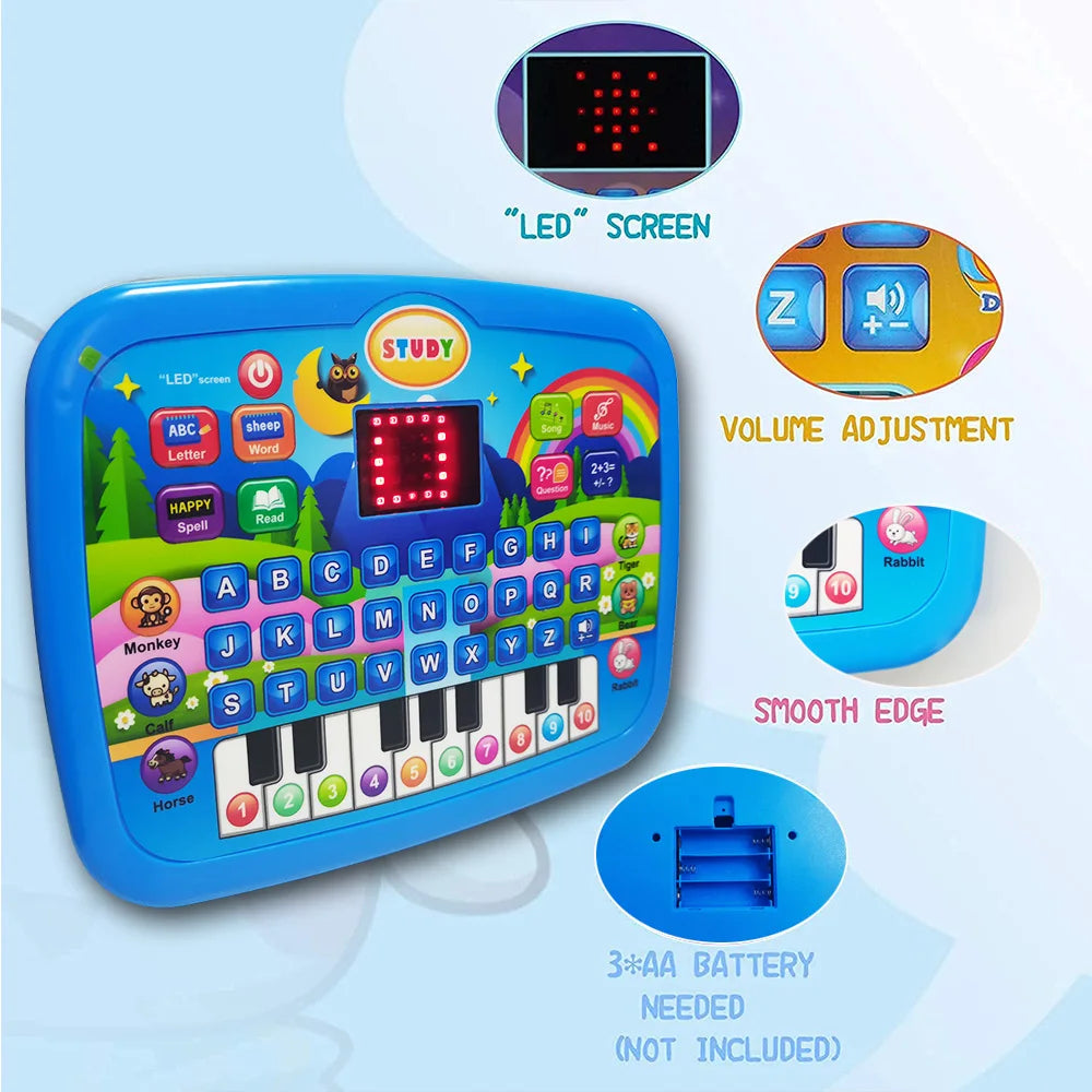 Kids Smart Learning Tablet – Educational Toy with Music, Math &amp; Keyboard Features