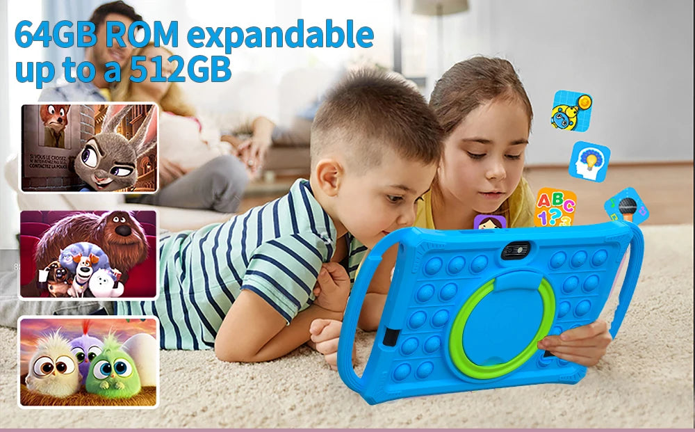 Smart Learning Tablet for Kids – 7” Android 12, 4GB+64GB, Dual Camera &amp; Parental Control