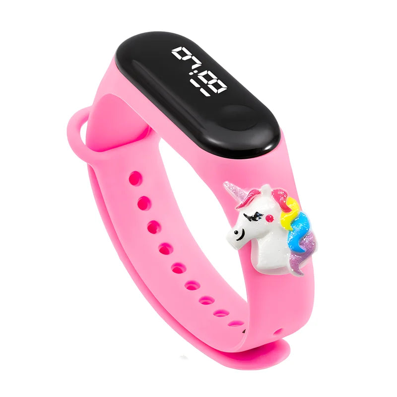 LED Digital Kids Watch – Waterproof Sports Design with Dinosaur &amp; Unicorn