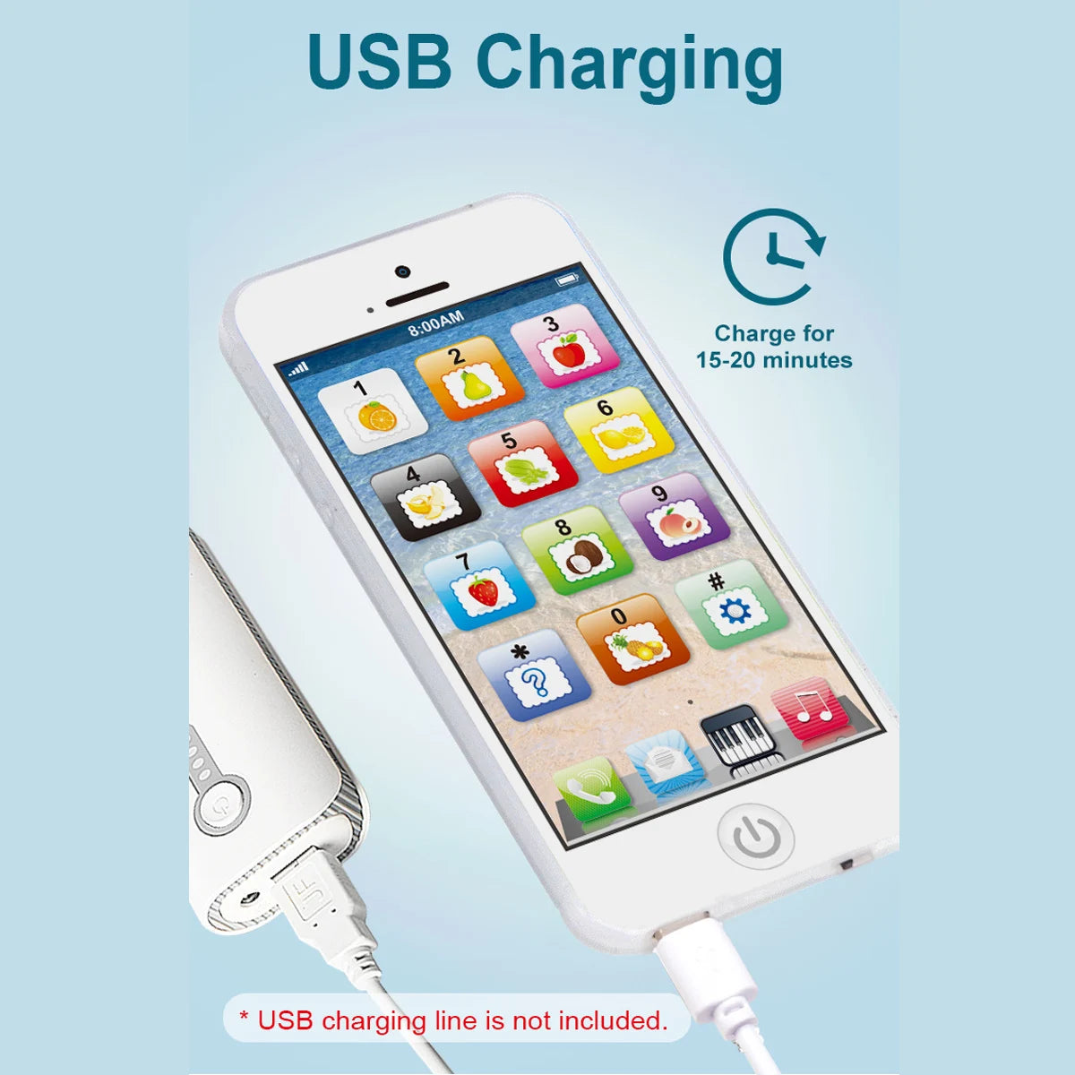 Kids Educational Play Phone – 12 Interactive Keys, Numbers &amp; Fruits | Cognitive Development Toy