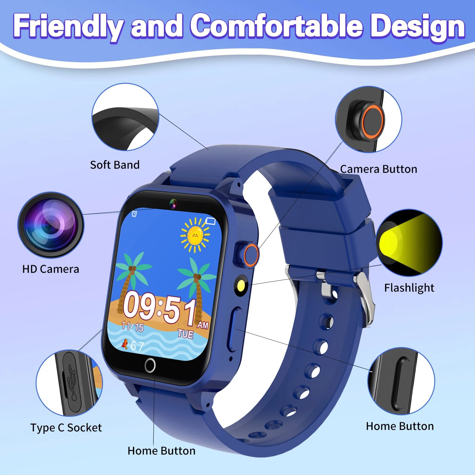 Advanced Kids Smart Watch – Games, Music Player, Video, Habit Tracker &amp; Alarm Clock