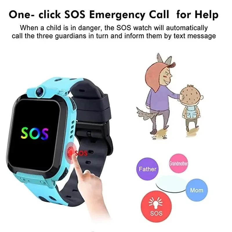 Kids Smart Watch – SOS, GPS Location, SIM Card Call, Camera &amp; Waterproof | iOS &amp; Android