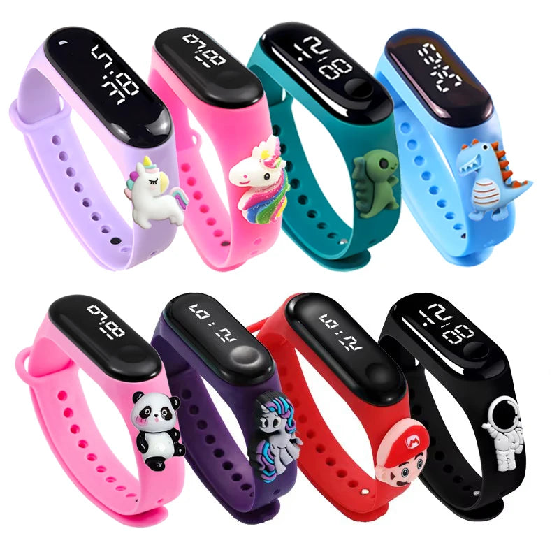 LED Digital Kids Watch – Waterproof Sports Design with Dinosaur &amp; Unicorn