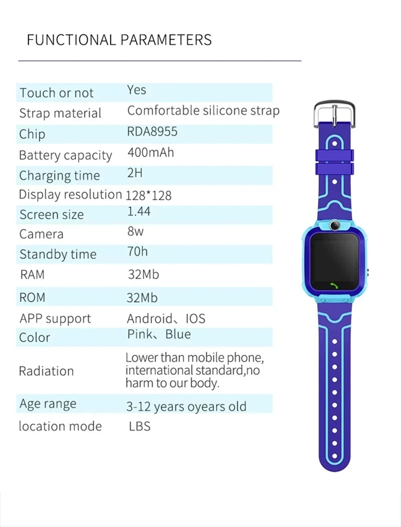 Kids Smart Watch – SOS, GPS Location, SIM Card Call, Camera &amp; Waterproof | iOS &amp; Android