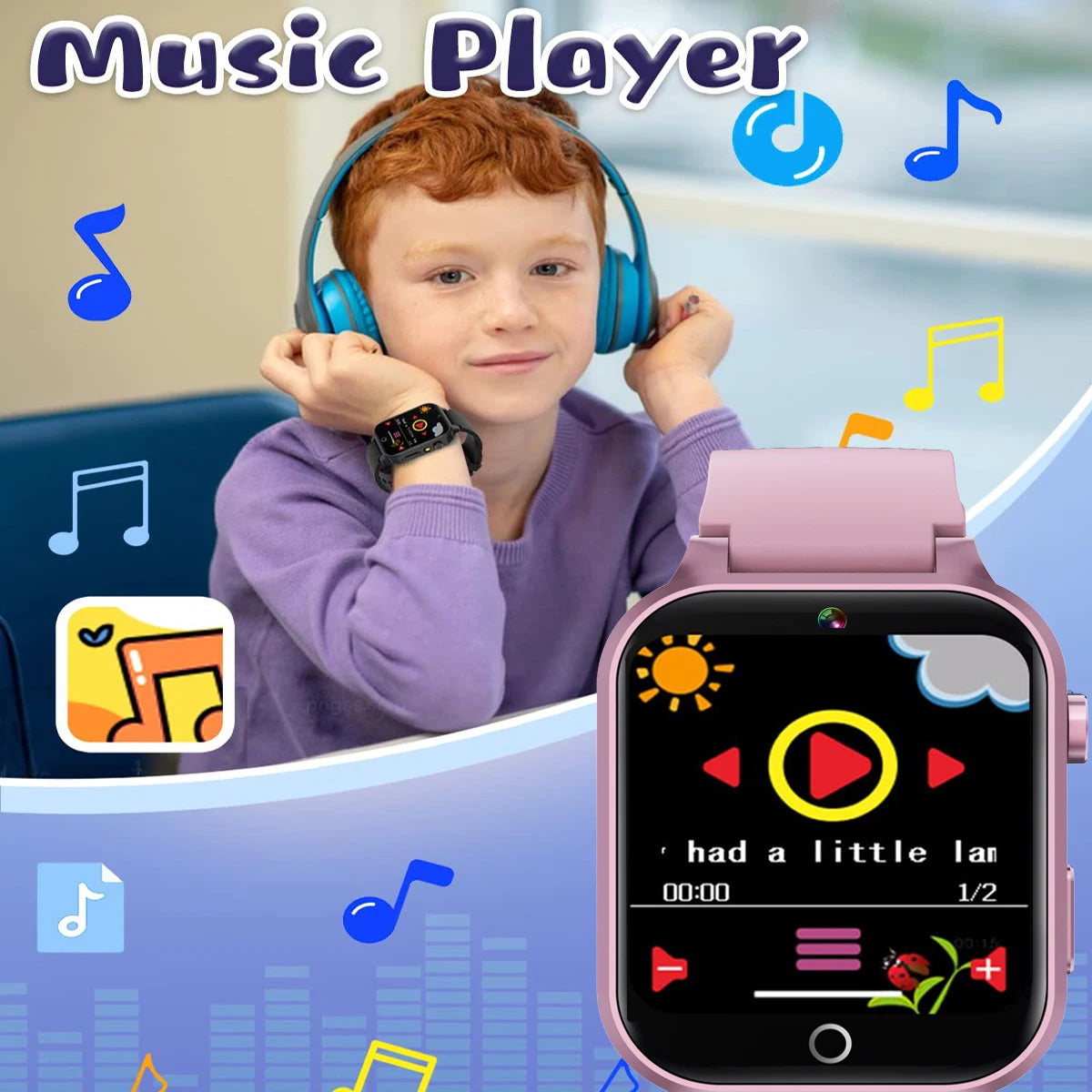 Advanced Kids Smart Watch – Games, Music Player, Video, Habit Tracker &amp; Alarm Clock