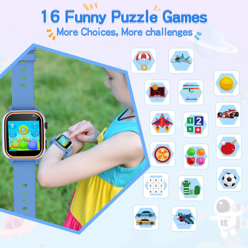 Interactive Kids Smart Watch – 16 Puzzle Games, Music, Camera, Pedometer &amp; Calculator