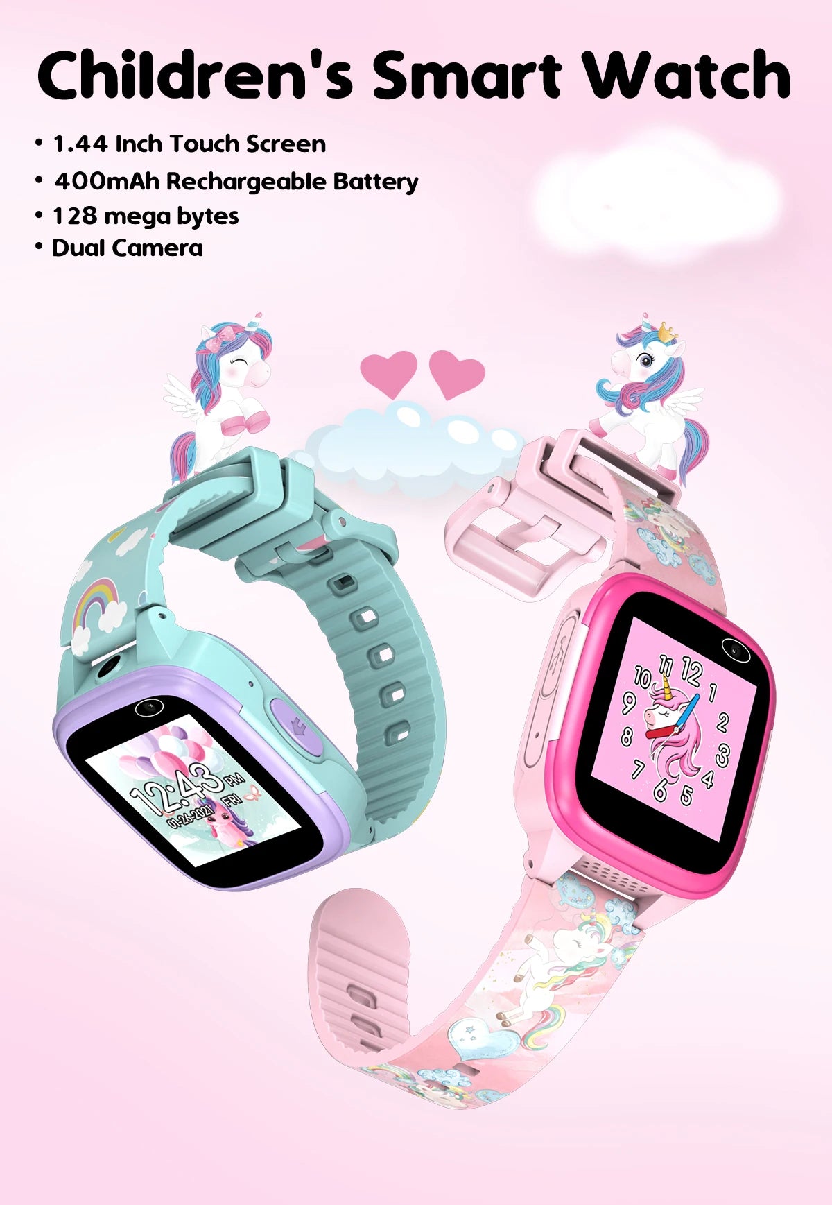 Kids Smartwatch with IPS Touch Screen – Dual Cameras, Games, Music, Video &amp; Pedometer