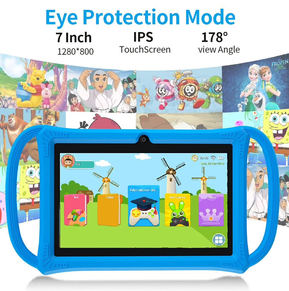 Smart Learning Tablet for Kids – 7” Android 12, 4GB+64GB, Dual Camera &amp; Parental Control