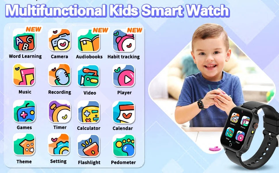 Advanced Kids Smart Watch – Games, Music Player, Video, Habit Tracker &amp; Alarm Clock