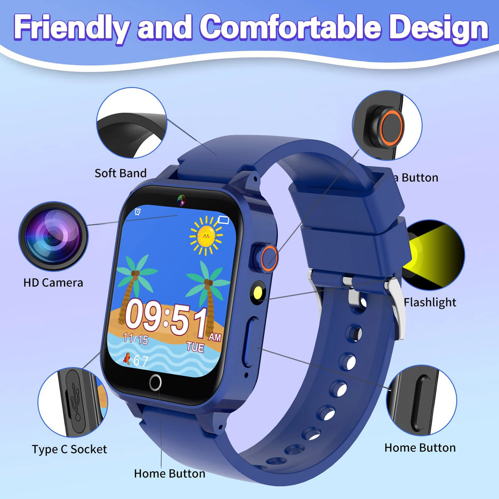 Advanced Kids Smart Watch – Games, Music Player, Video, Habit Tracker &amp; Alarm Clock