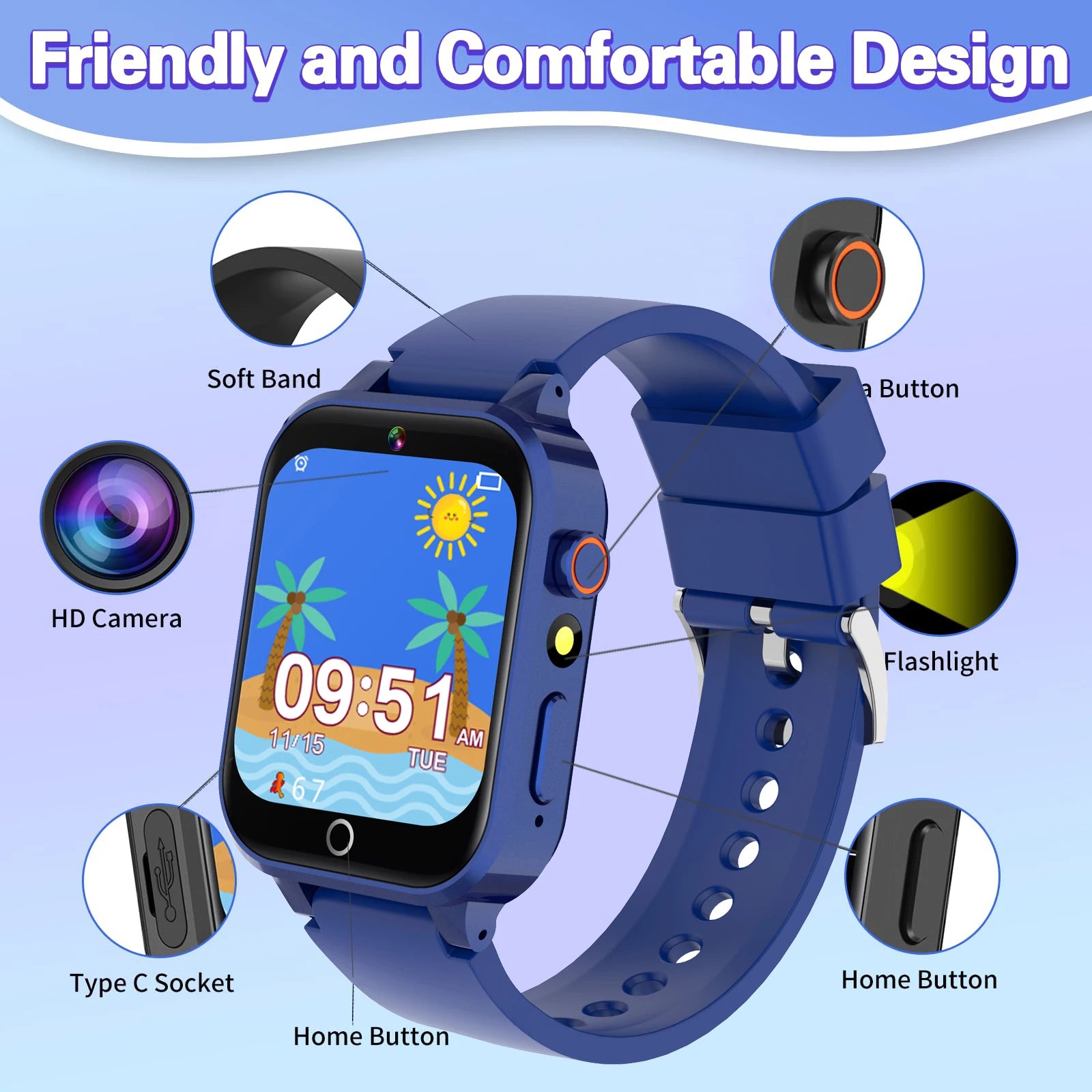Advanced Kids Smart Watch – Games, Music Player, Video, Habit Tracker &amp; Alarm Clock