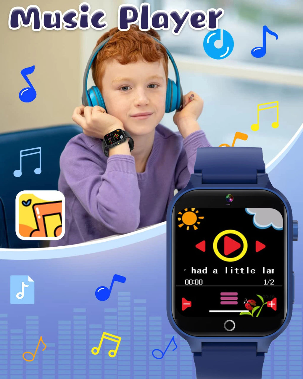 Kids Digital Smart Watch – Touch Screen, 26 Games, Music, Camera &amp; Pedometer