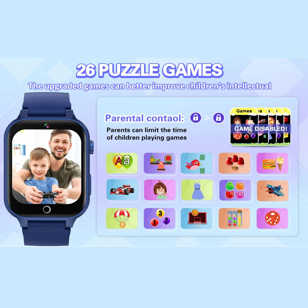 Kids Digital Smart Watch – Touch Screen, 26 Games, Music, Camera &amp; Pedometer