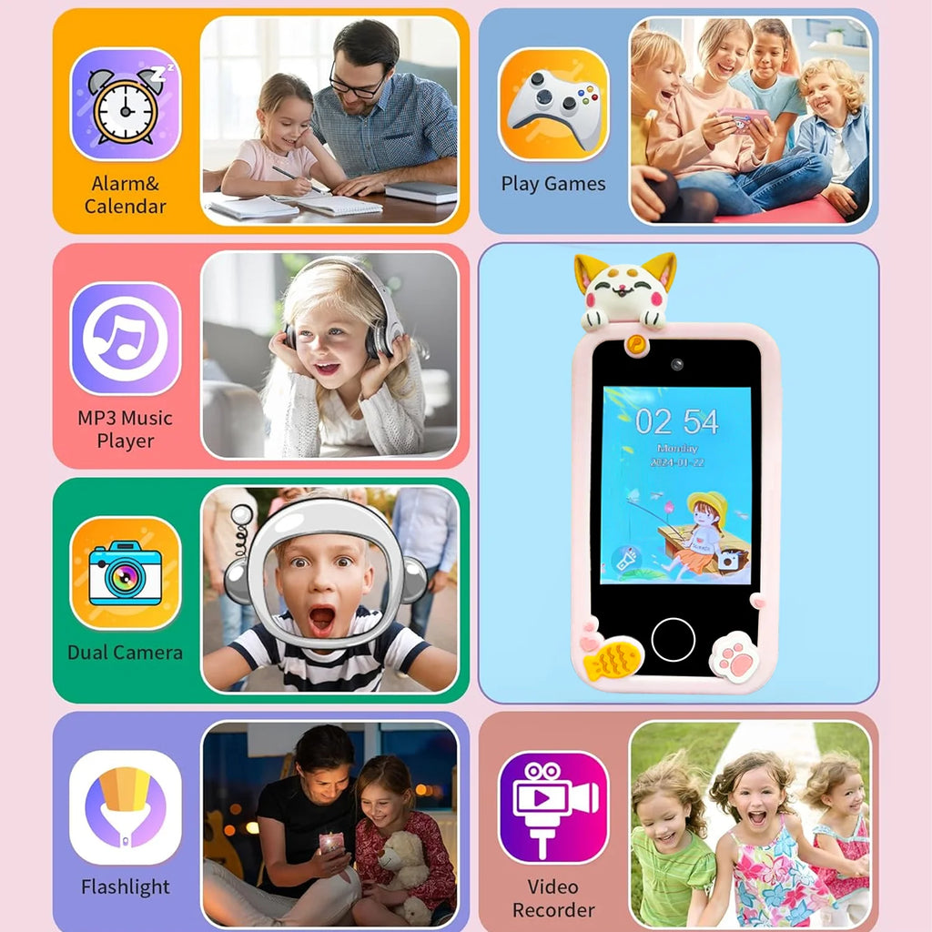 Kids Interactive Smart Toy Phone – Touchscreen, Dual Camera, MP3 Music Player &amp; Fun Learning