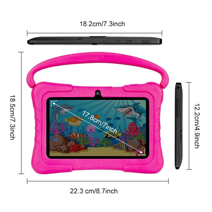 Interactive Android Tablet for Kids – 7-Inch, 64GB, Shockproof, WiFi, Bluetooth &amp; Parental Control