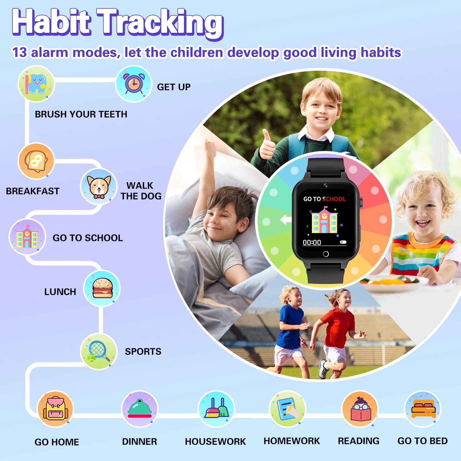 Kids Digital Smart Watch – Touch Screen, 26 Games, Music, Camera &amp; Pedometer