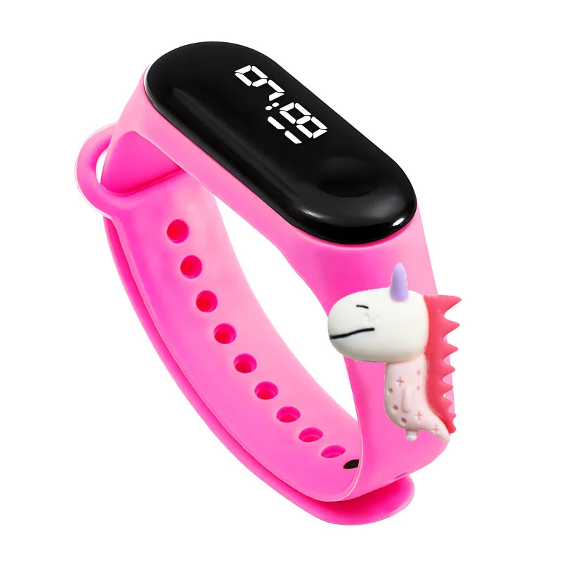 LED Digital Kids Watch – Waterproof Sports Design with Dinosaur &amp; Unicorn