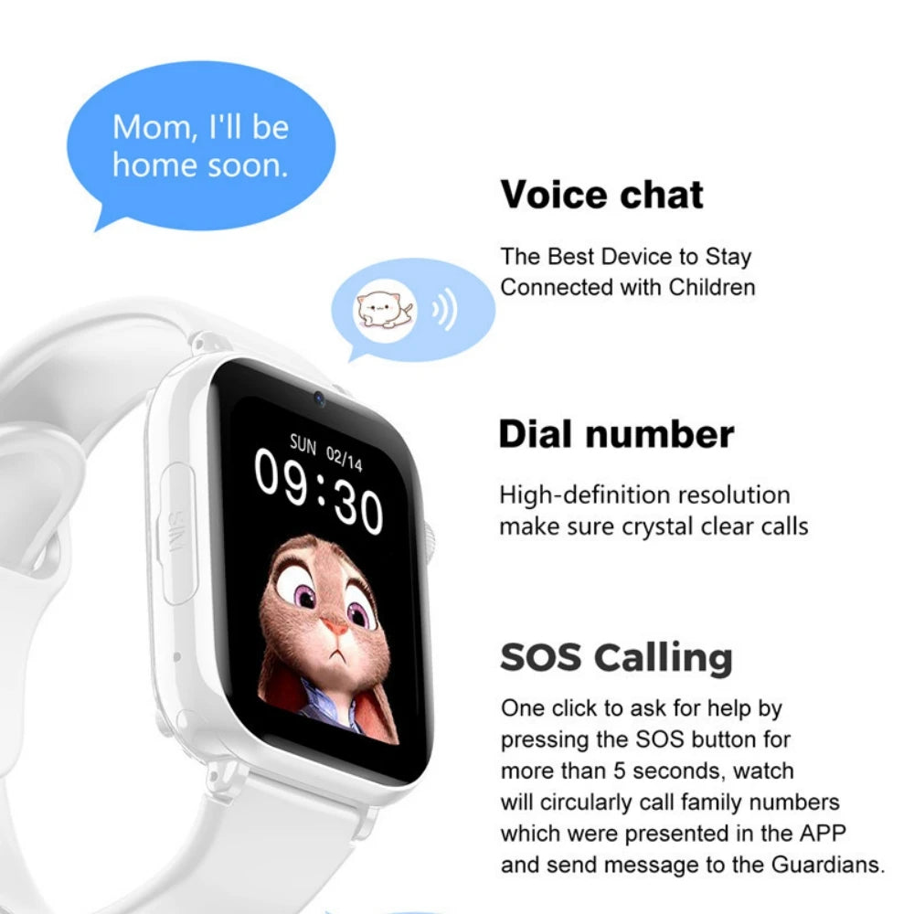 Kids 4G Smartwatch – GPS Location, SOS, Video Call, WiFi, Camera &amp; Waterproof
